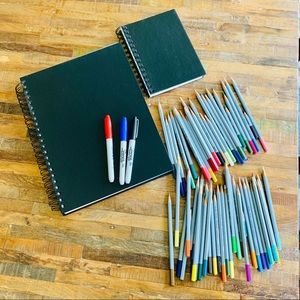 Bundle of 2 Sketchbooks & 57 Watercolor Pencils